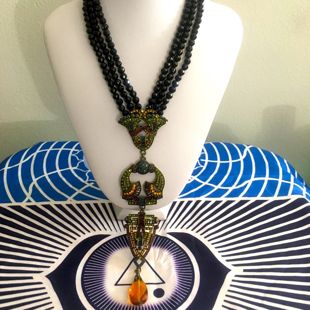 Heidi Daus Multi Swarovski Shield & Bell Necklace - image 1